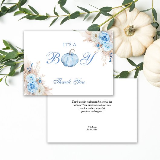 男の子のシャワーカボチャだ サンキューカード