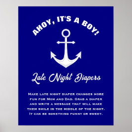 男の子のシャワークール夜遅くのおむつを吸う ポスター