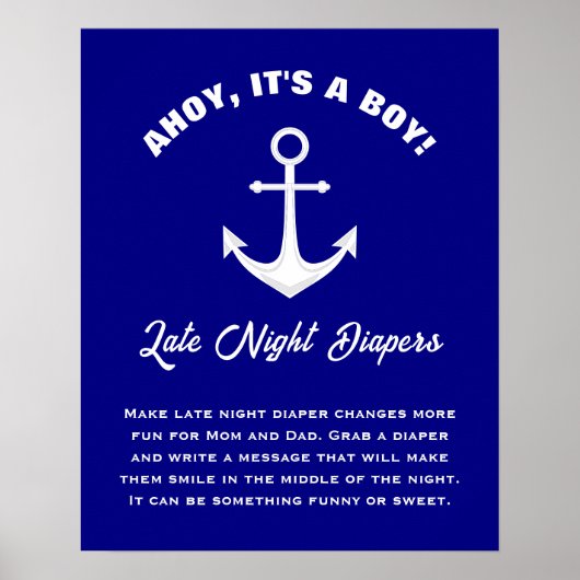 男の子のシャワークール夜遅くのおむつを吸う ポスター (正面)