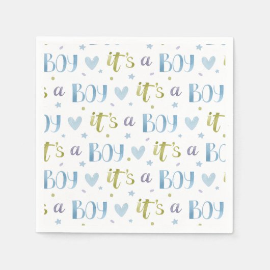 男の子のシャワーブルー スタンダードカクテルナプキン (正面)