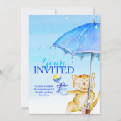 男の子のシャワー傘お洒落猫招待状 招待状 (正面)