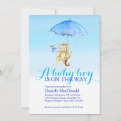 男の子のシャワー傘お洒落猫招待状 招待状 (裏面)