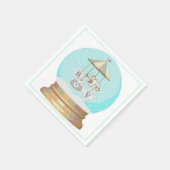 男の子のシャワー冬のイェティ雪の球体かわいい青 スタンダードカクテルナプキン (角)