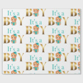 男の子のシャワー恐竜 ラッピングペーパー (フラット)