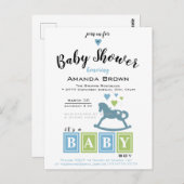 男の子のシャワー招待状 ポストカード (正面/裏面)