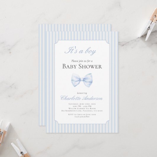 男の子のシャワー招待状 招待状 (正面/裏面インサイチュ)