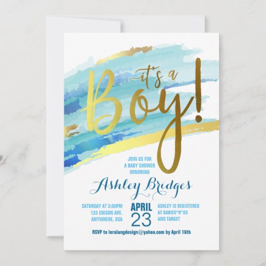 男の子のシャワー招待状 招待状 (正面)