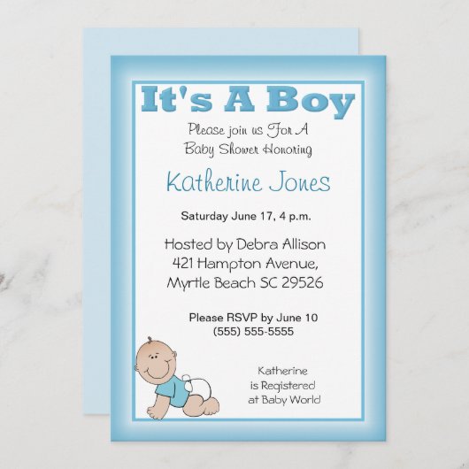 男の子のシャワー招待状 招待状 (正面/裏面)