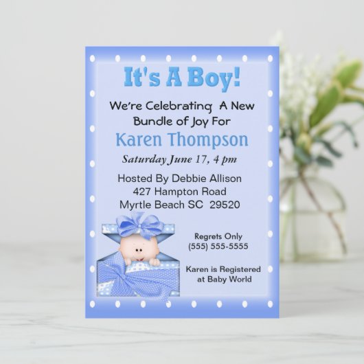 男の子のシャワー招待状 招待状 (スタンド正面)