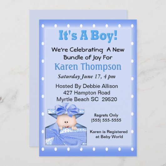 男の子のシャワー招待状 招待状 (正面/裏面)