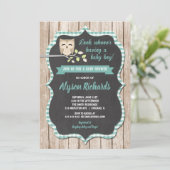 男の子のシャワー招待,フクロウの赤ちゃんシャワー 招待状 (スタンド正面)