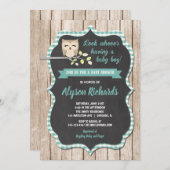 男の子のシャワー招待,フクロウの赤ちゃんシャワー 招待状 (正面/裏面)