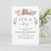 男の子のシャワー森の緑 招待状 (スタンド正面)