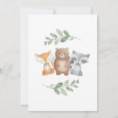 男の子のシャワー森の緑 招待状 (裏面)