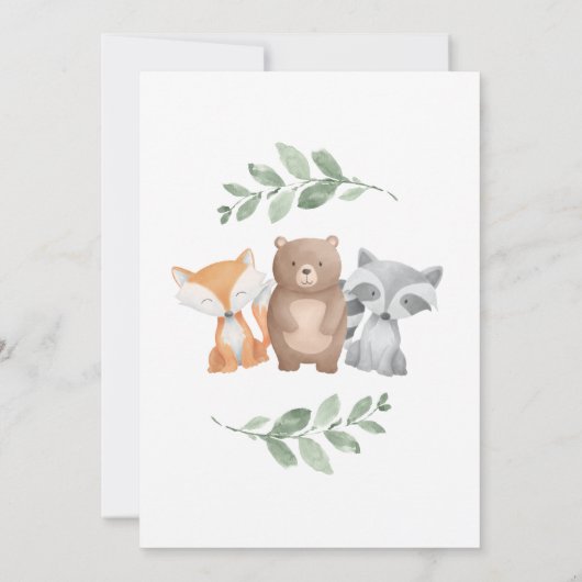 男の子のシャワー森の緑 招待状 (裏面)