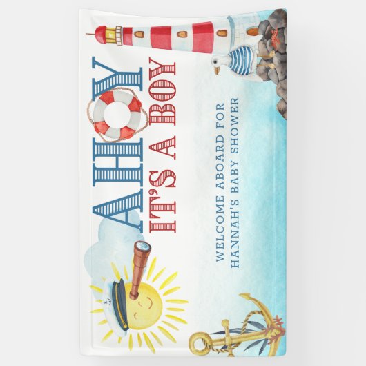 男の子のシャワー航海のへようこそ 横断幕 (縦)