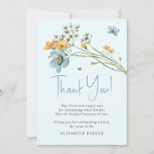 男の子のシャワー青い水の色サンキューカード 招待状 (正面)