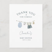 男の子のシンプルな服 水彩 ベビーシャワー ポストカード (正面)