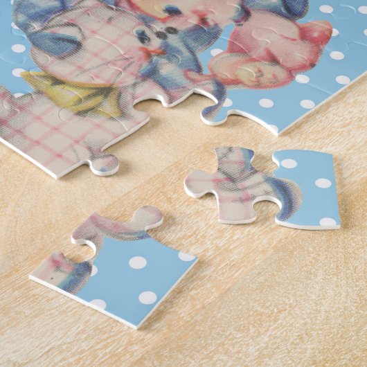 男の子のジェンダーがサプライズブルーを明かす ジグソーパズル (側面)