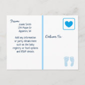 男の子のジャングルまたは動物園の動物をテーマにしたベビーシャワー インビテーションポストカード (裏面)