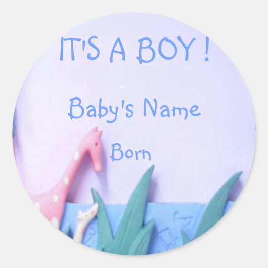 男の子のステッカーだ ラウンドシール (正面)