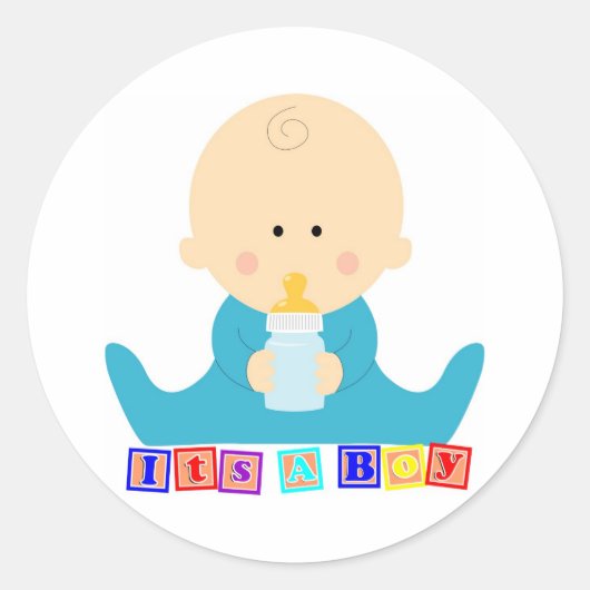 男の子のステッカーだ ラウンドシール (正面)