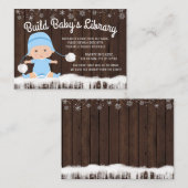 男の子のスノーフレークが本を持ってくる赤ちゃんシャワーカード エンクロージャーカード (正面/裏面)