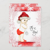 男の子のスノーフレークのクリスマスベビーシャワー 招待状 (正面/裏面)