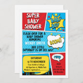 男の子のスーパーヒーローのベビーシャワーの招待状 招待状 (正面/裏面)