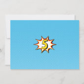 男の子のスーパーヒーローの写真の第5誕生日の招待状 招待状 (裏面)