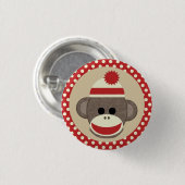 男の子のソックス猿円形ピンボタン 缶バッジ (正面&裏面)