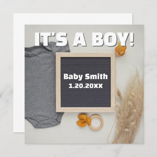 男の子のソーシャルメディア、フラットレイボーホ妊娠だ 案内状 (正面/裏面)