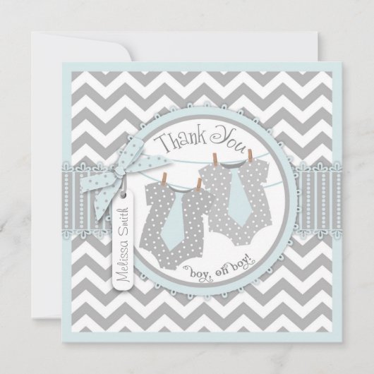 男の子のタイのシェブロンの対のプリントは感謝していしています サンキューカード (正面)