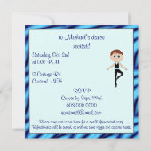 男の子のダンサーが付いているダンスの演奏会 招待状 (裏面)