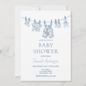 男の子のチノイスリートイレベビージャパン衣赤ちゃんシャワー 招待状 (正面)
