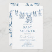 男の子のチノイスリートイレベビージャパン衣赤ちゃんシャワー 招待状 (正面/裏面)