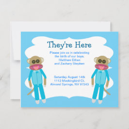 男の子のツインシャワーまたはアナウンス 招待状