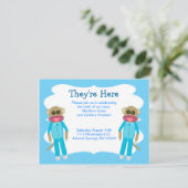 男の子のツインシャワーまたはアナウンス 招待状 (スタンド正面)