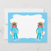 男の子のツインシャワーまたはアナウンス 招待状 (裏面)