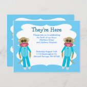 男の子のツインシャワーまたはアナウンス 招待状 (正面/裏面)