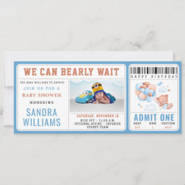 男の子のテディベア 「ベアリーウェイト」ベビーシャワー 招待状