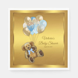 男の子のテディベア ベビーシャワー ナプキン スタンダードランチョンナプキン