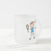 男の子のテニス選手のTシャツおよびギフト フロストグラスマグカップ (正面右)