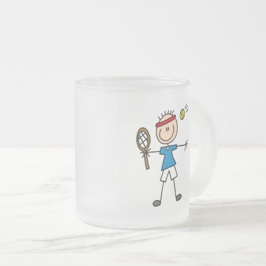 男の子のテニス選手のTシャツおよびギフト フロストグラスマグカップ (正面右)