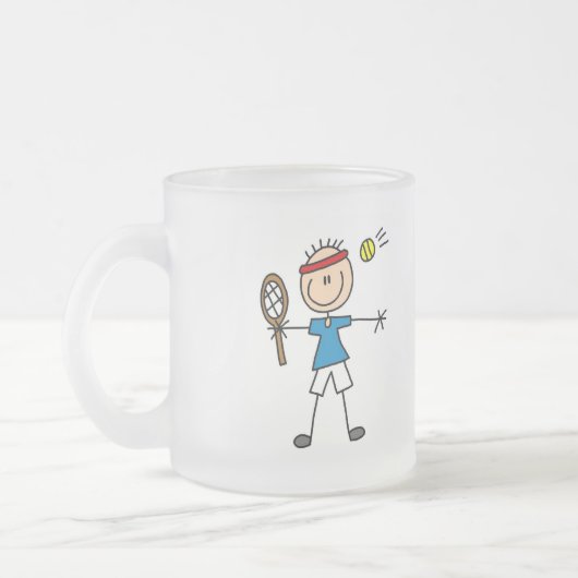 男の子のテニス選手のTシャツおよびギフト フロストグラスマグカップ (左)