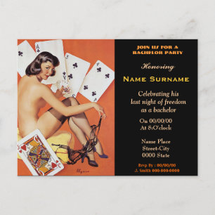 男の子のトランプのポーカー夜、男の子夜、STRIPCLUBの独身 ポストカード