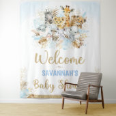 男の子のトロピカルサファリ動物ベビーシャワーウェルカム タペストリー (インサイチュ)