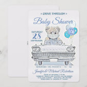 男の子のドライブスルー ベビーシャワー 招待状 (正面/裏面)