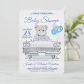 男の子のドライブスルー ベビーシャワー 招待状 (スタンド正面)