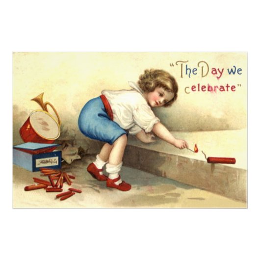 男の子のドラムバグル花火の爆竹 フォトプリント            (正面)